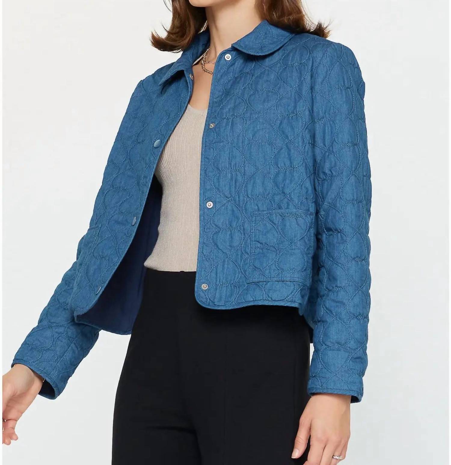 current air Heart Quilted Cropped Jacket in denim - women's jacket