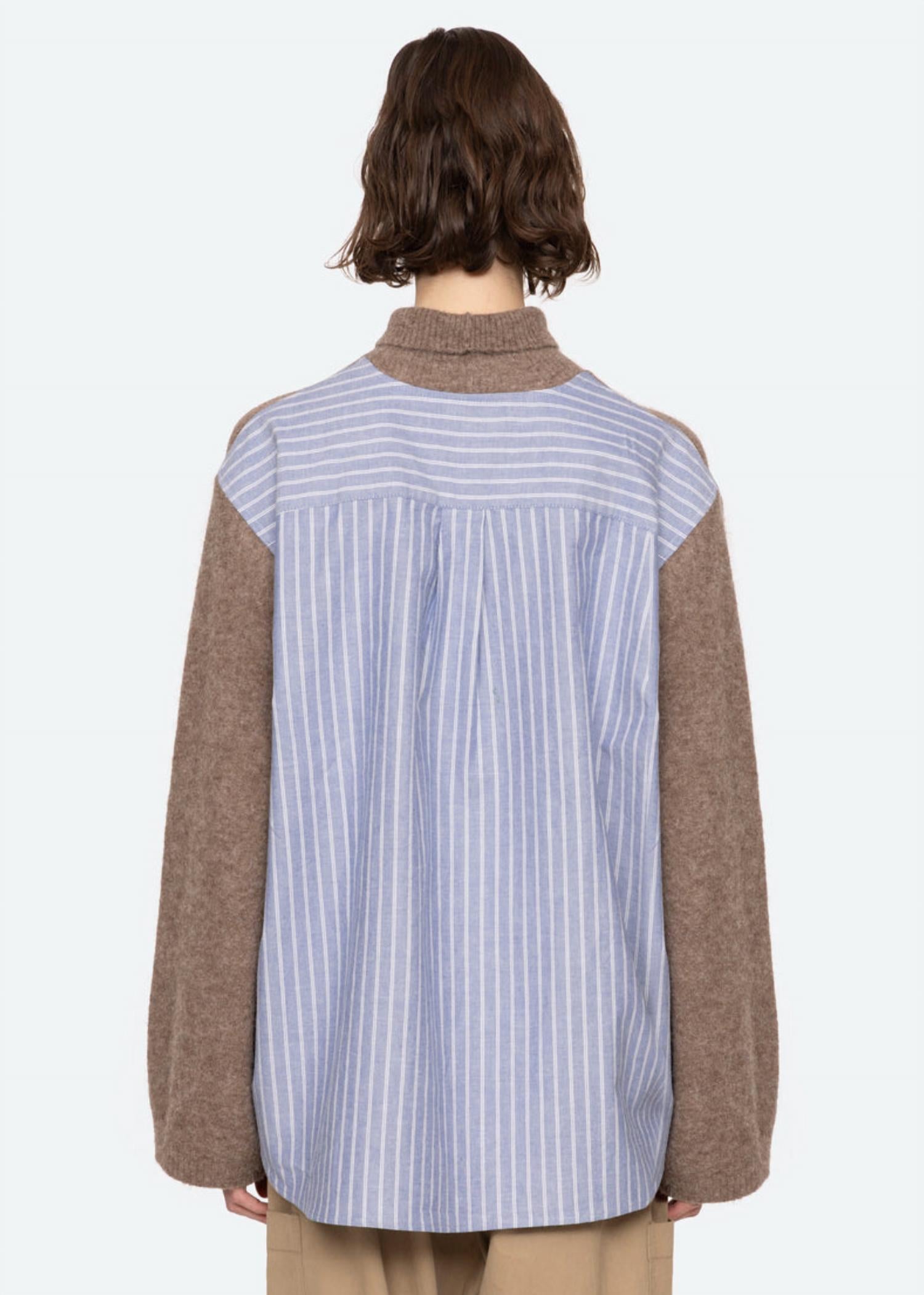 SEA Mallory Turtleneck Sweater in camel multi - women's sweater - detail view