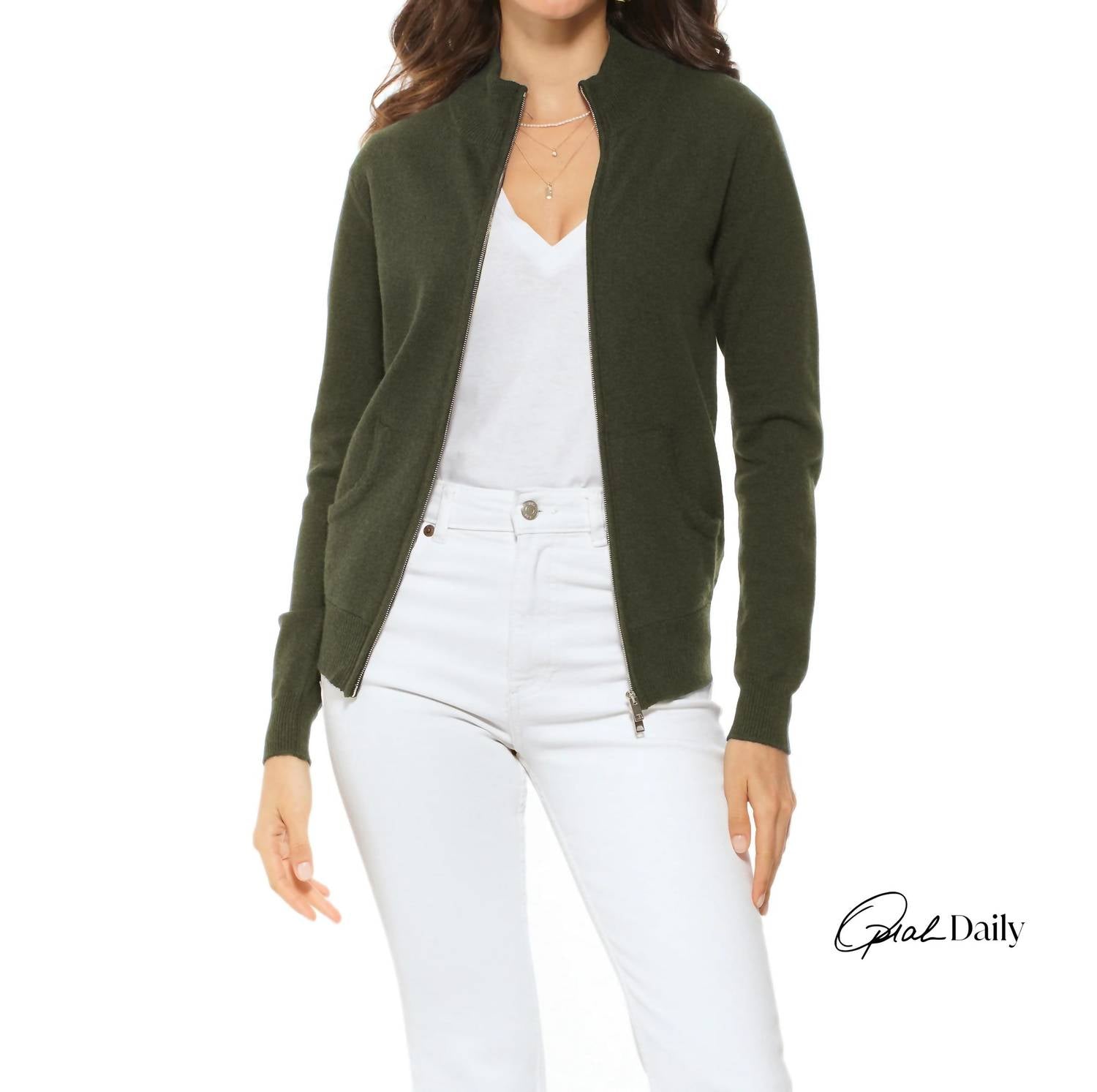 Monticelli Cashmere - Women's Pure Cashmere Zip Cardigan