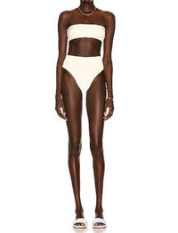 Haight Ribbed High Leg Hotpants Bikini Bottom in white clay - women's swimwear