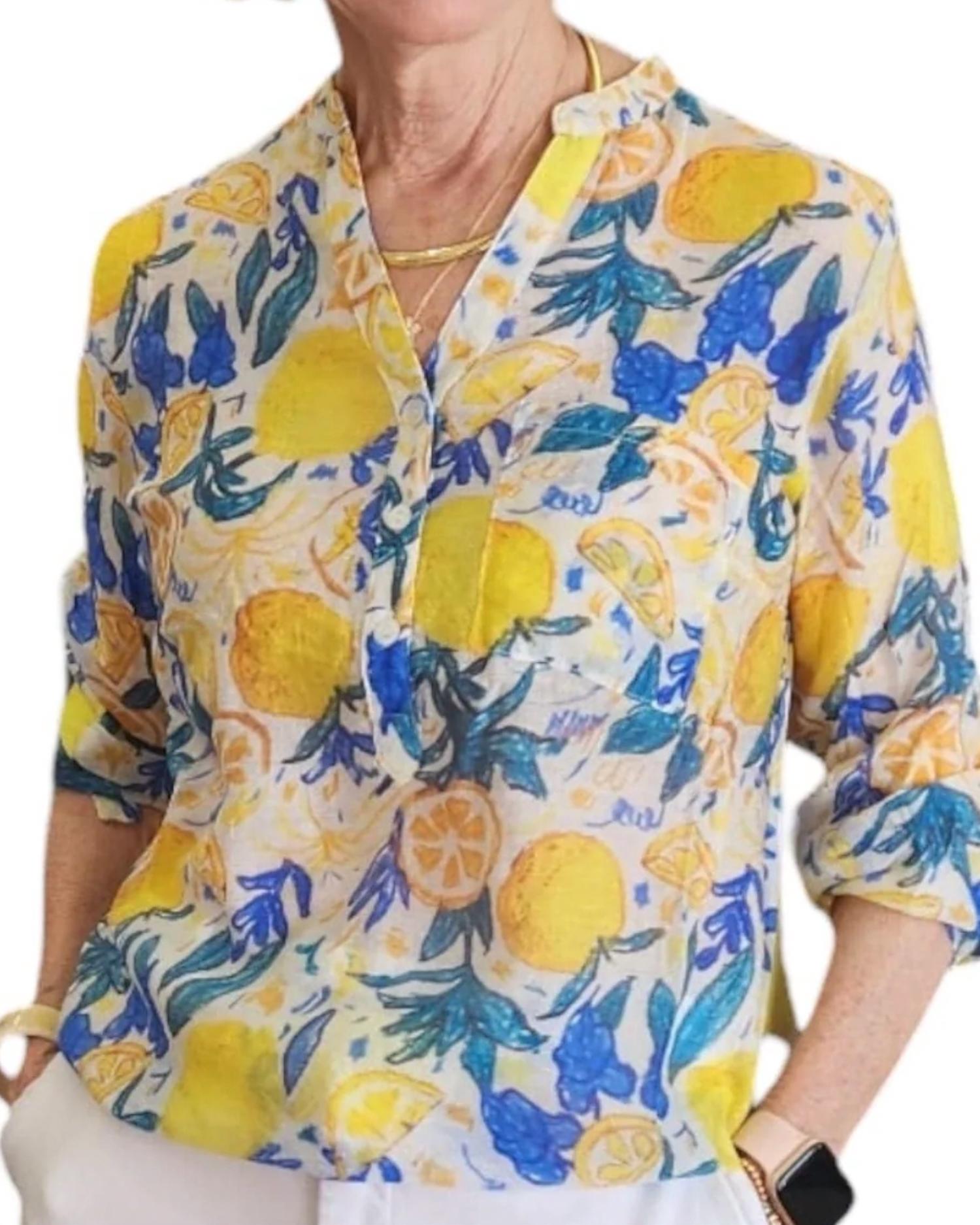 TEMPO PARIS Lemon Zest for Life Top in yellow - women's blouse - detail view