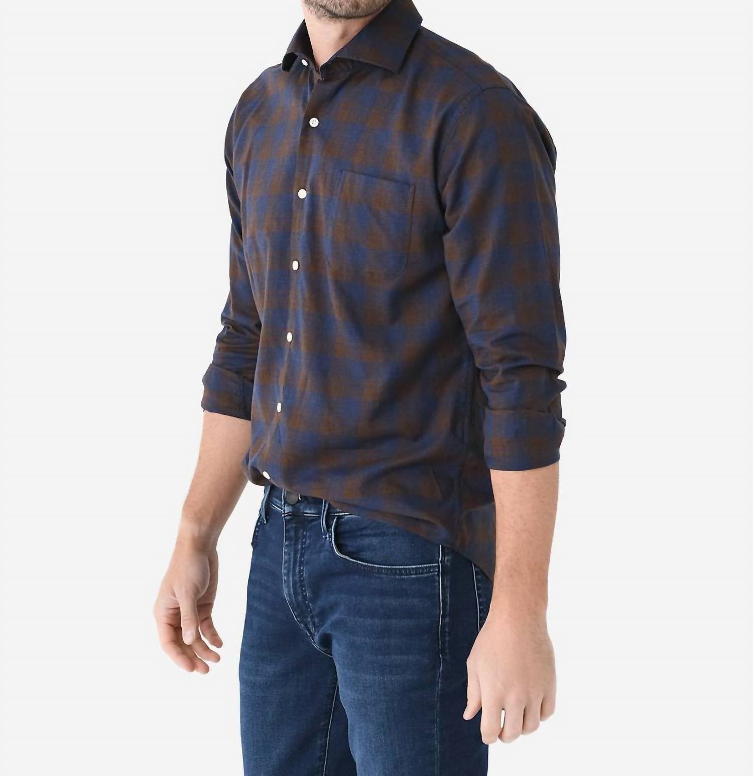 PETER MILLAR Men’s Button Down Shirt in navy - men's shirt - detail view