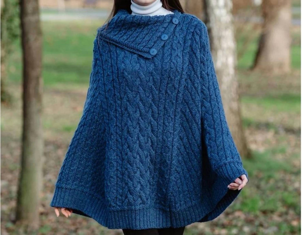 Saol Knitwear - Cowl Neck Button Poncho