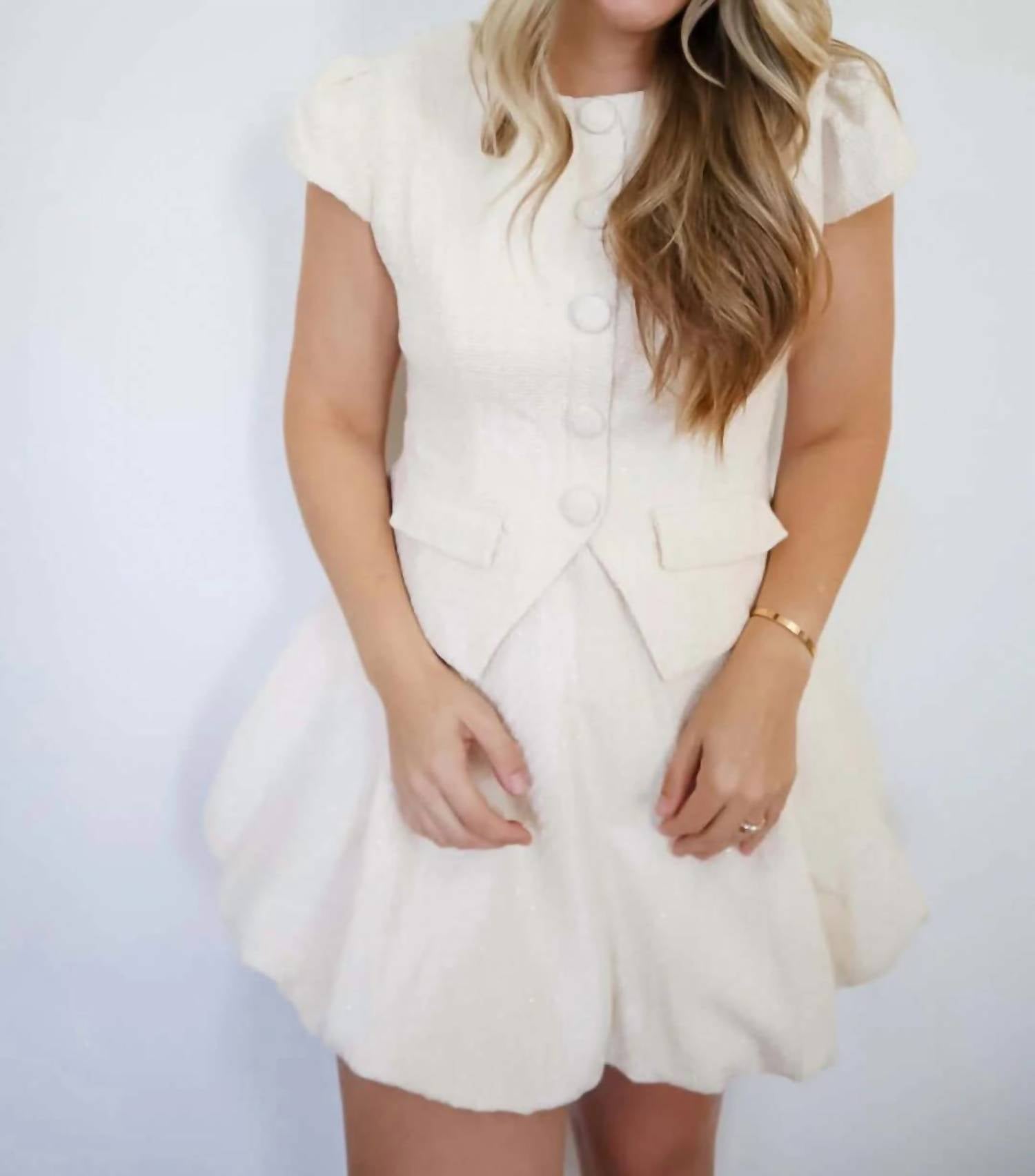 Mable - Grace Tweed Bubble Hem Mini Dress