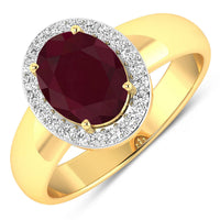 Diana M Jewels Women's Oval Natural Ruby Fashion Ring (2.52 Ct) - Signature in 14k yellow gold - women's jewelry - detail view