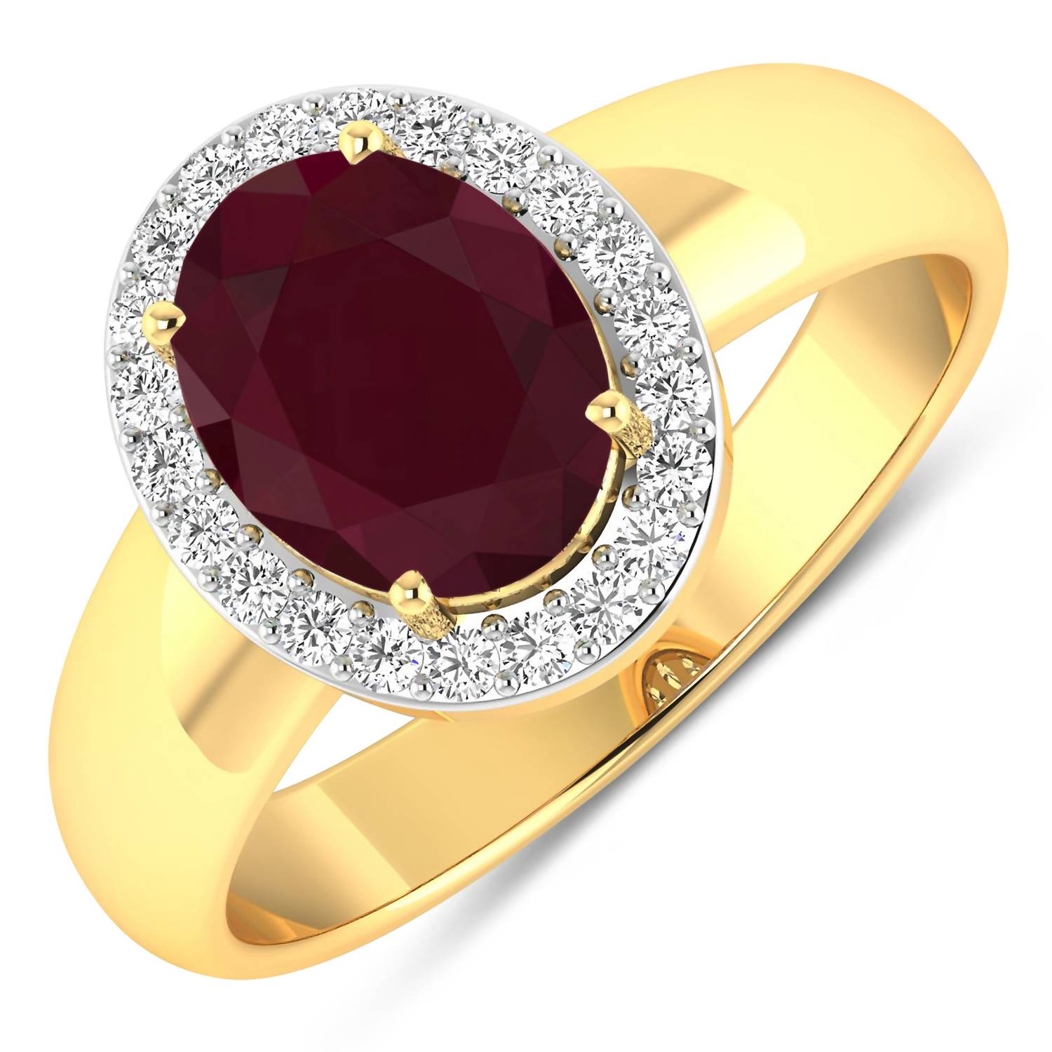 Diana M Jewels Women's Oval Natural Ruby Fashion Ring (2.52 Ct) - Signature in 14k yellow gold - women's jewelry - detail view