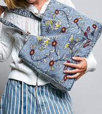 Pol - Patch Pocket Embroidered Woven Tote Bag