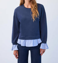 FDJ Long-sleeve Twofer Sweatshirt in navy - women's sweater