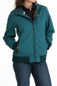 CINCH Women's Geo Print Hooded Jacket in teal - women's jacket