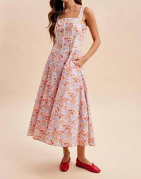 In-Loom - Contrast Piped Floral Maxi Dress