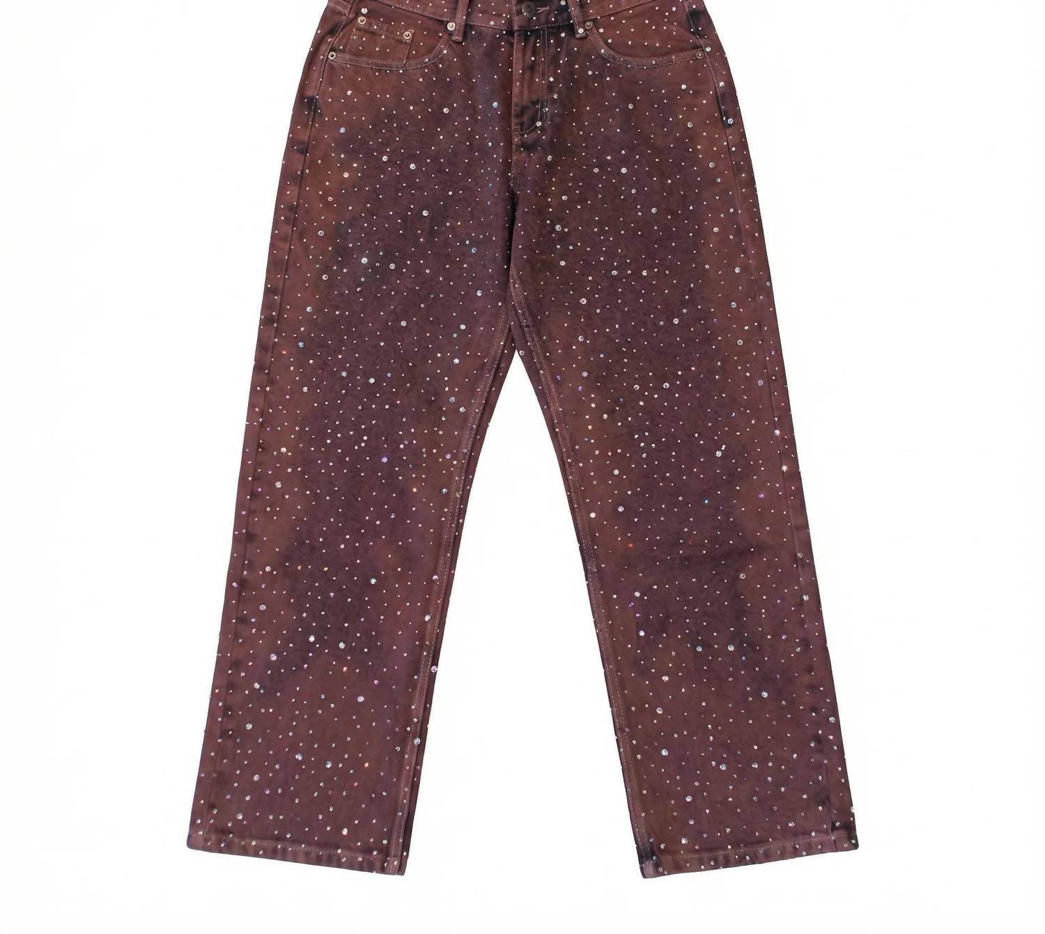 Knotwtr - Women's Rhinestone Denim Straight Jeans