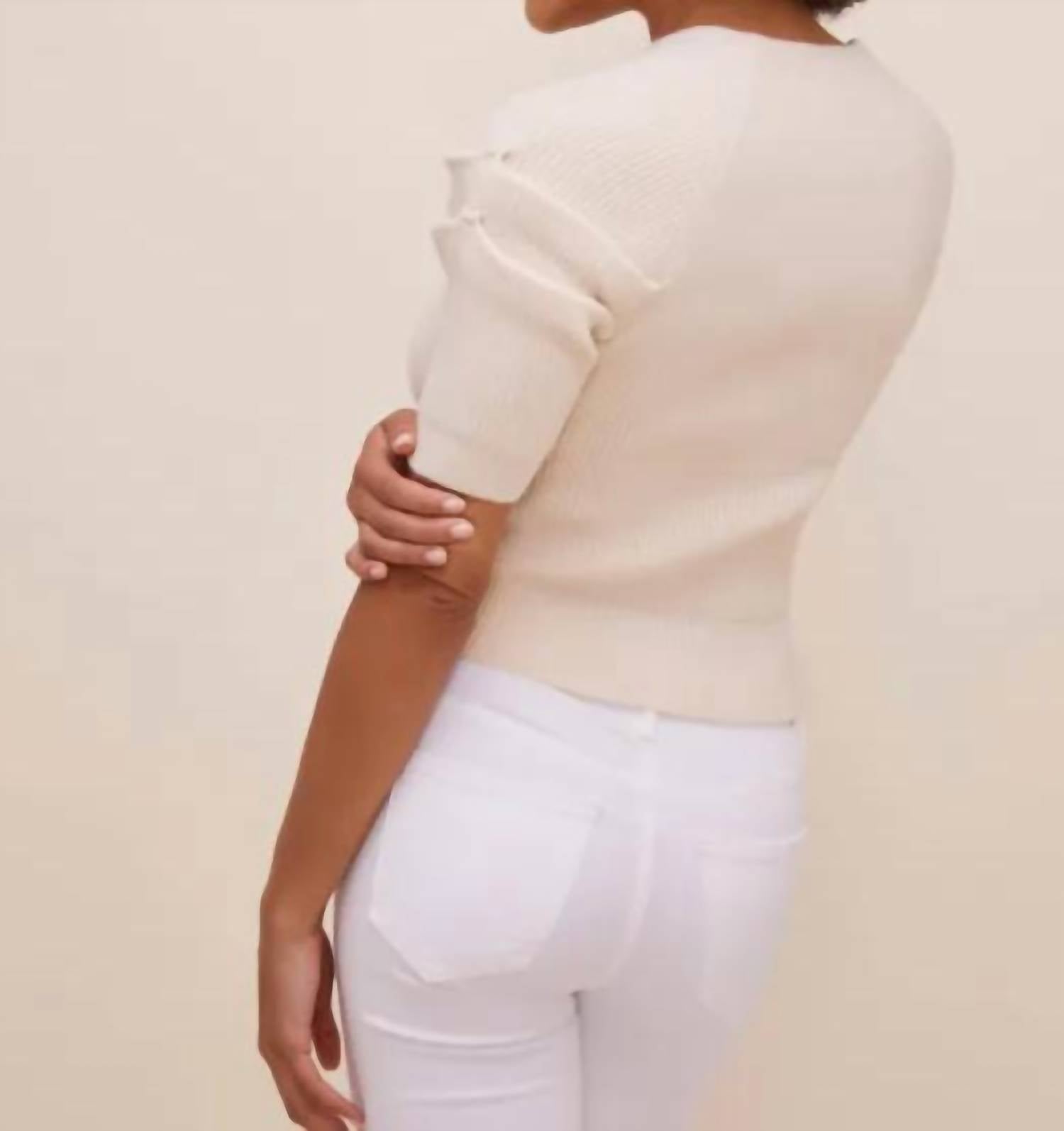 ASTR Adelia Ribbed Knit Sweater in ivory - women's sweater - alternate view