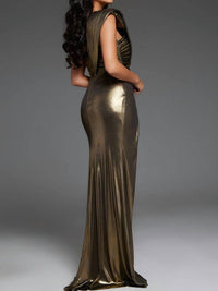 Jovani - one shoulder gold gown