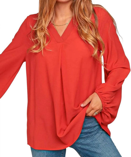 Haptics - VNECK LONG SLEEVE BLOUSE