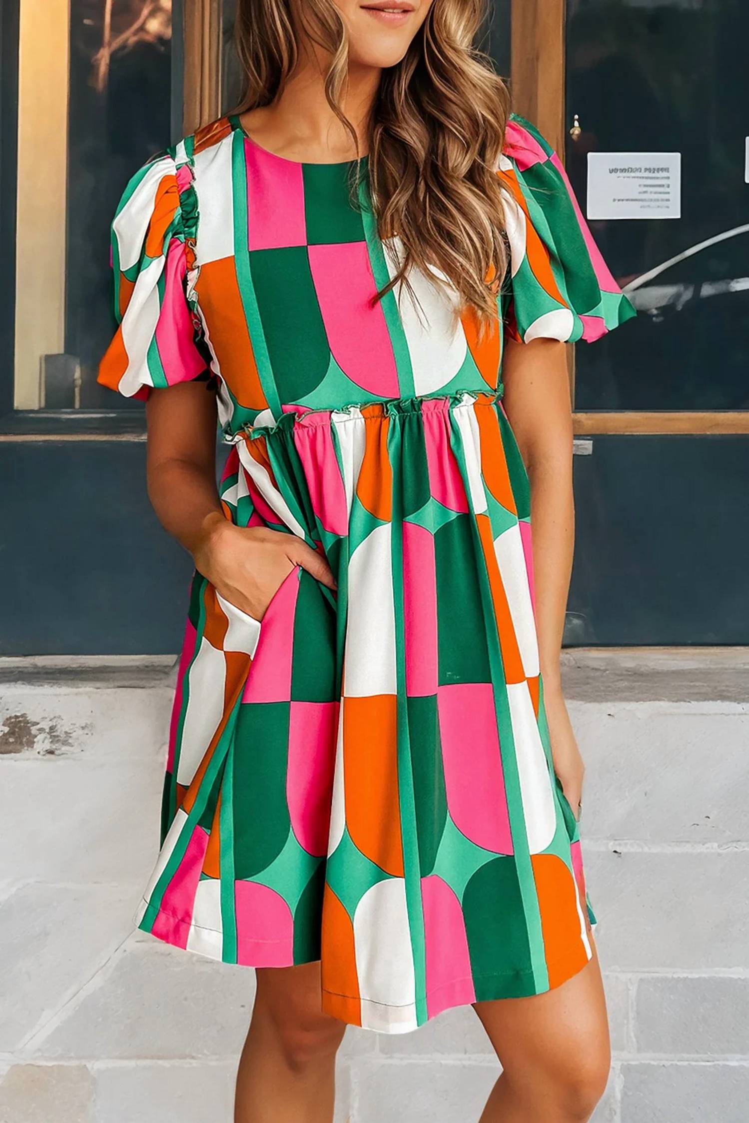 Kentce Fashion - Puff Sleeve Short Dress