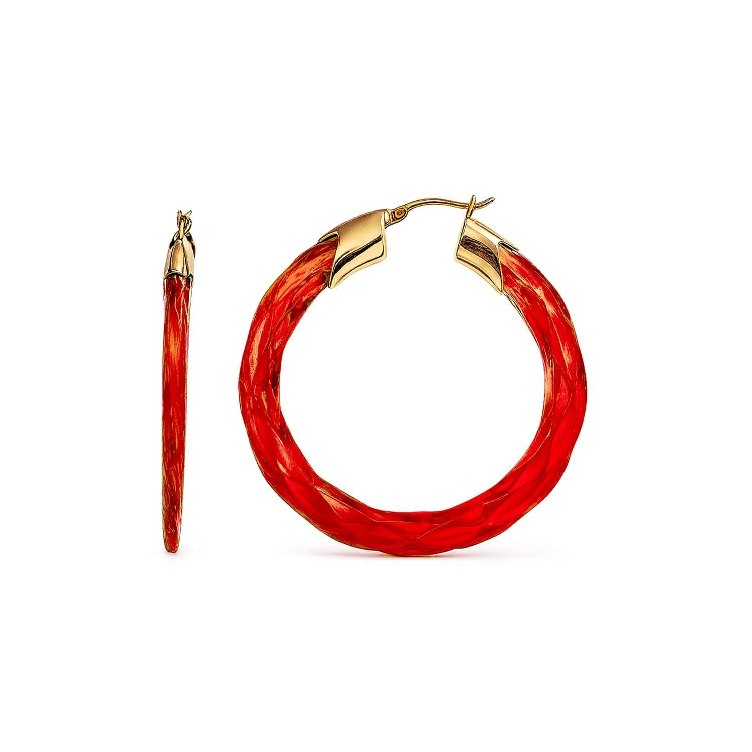 Gold & Honey - Women's Swirl Twist Lucite Birthstone Hoop Earrings