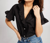 Mille - Vanessa Button Down Mock Neck Top