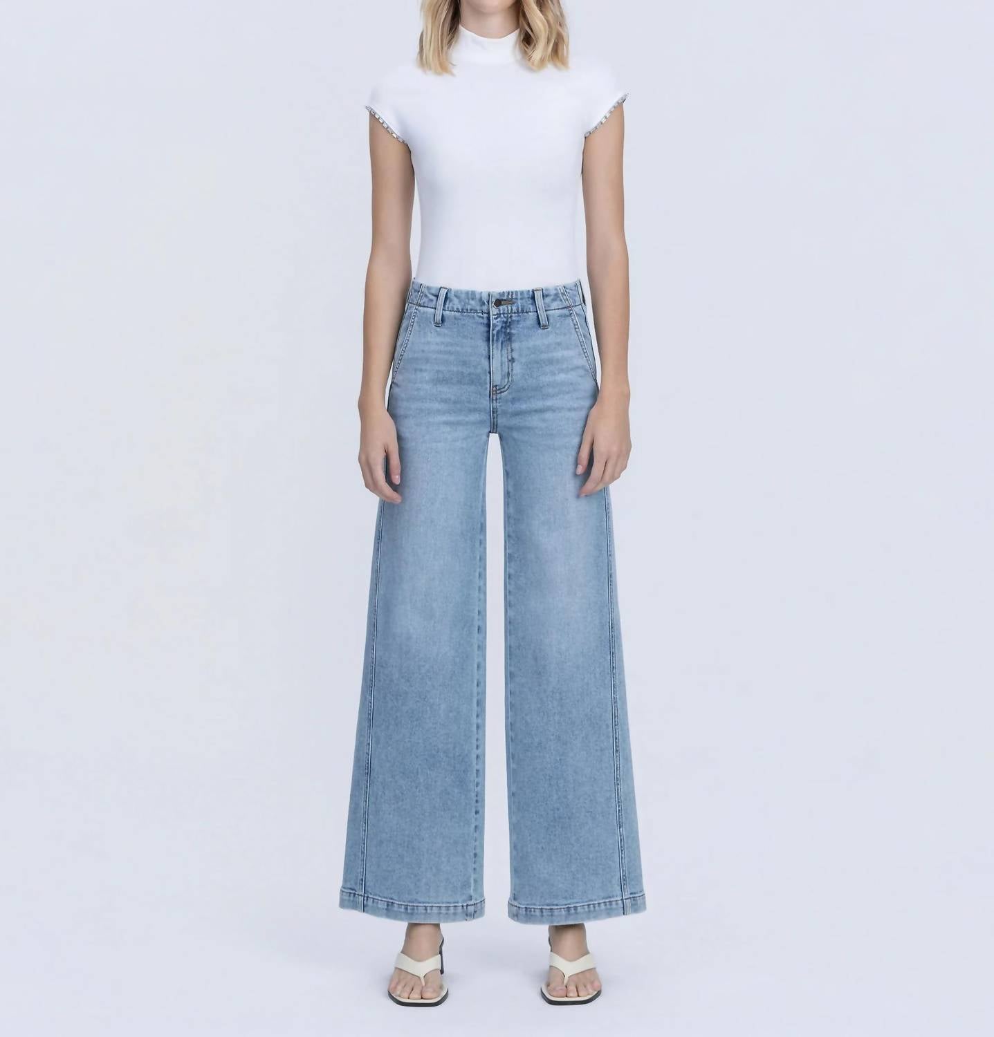 Flying Monkey - High Rise Trouser Hem Twist Wide Leg Jeans