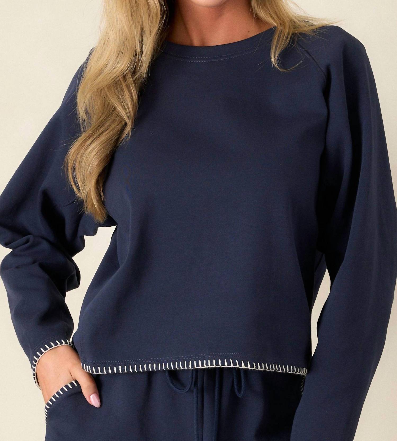 Entro - Sammi Stitch Long Sleeve Top And Shorts Set