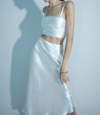 Aiifos Whitney Metallic Crop Top in white - women's shirt - view 4