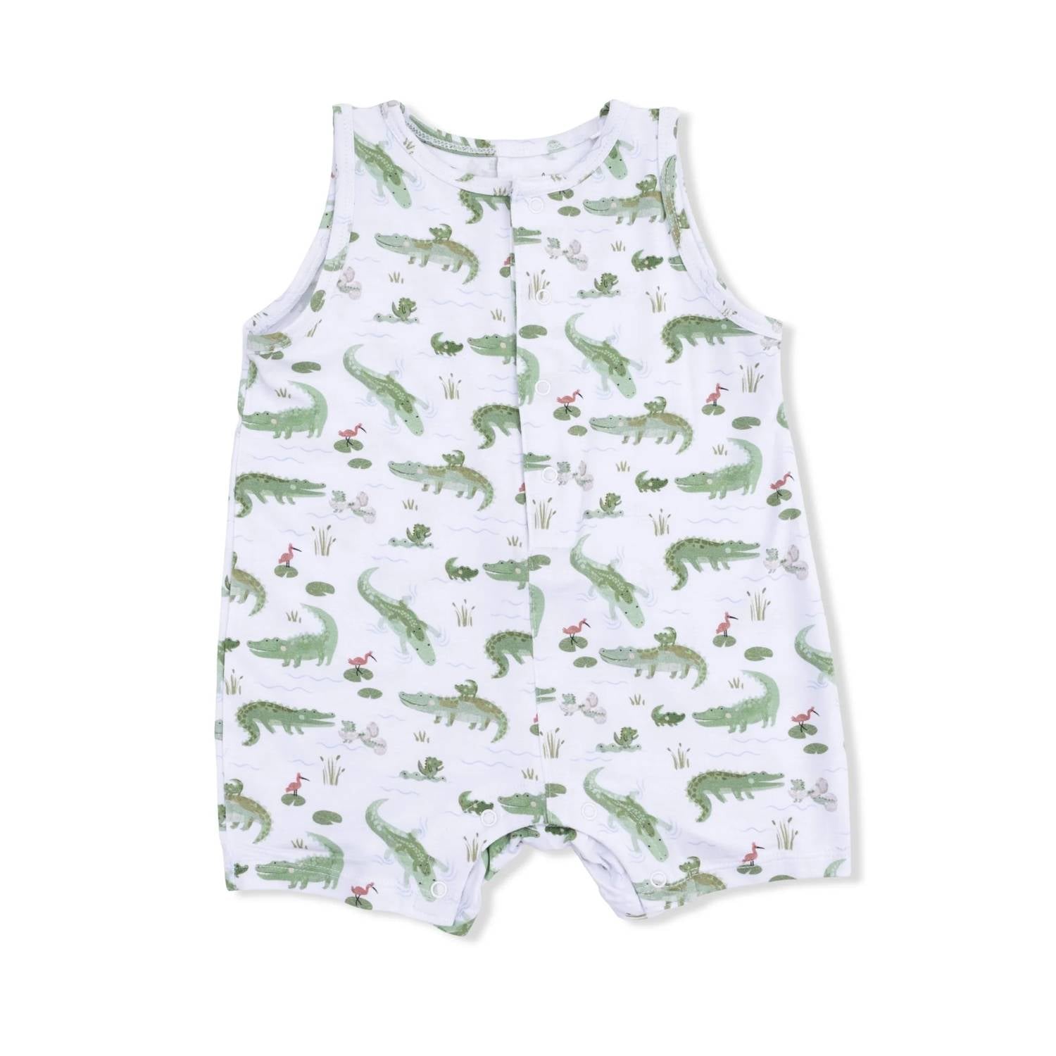 Angel Dear - Kids Crayon Alligators Bamboo Sleeveless Shortie Romper