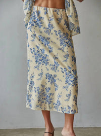 By Together The Della Midi Skirt in yellow blue - women's skirt