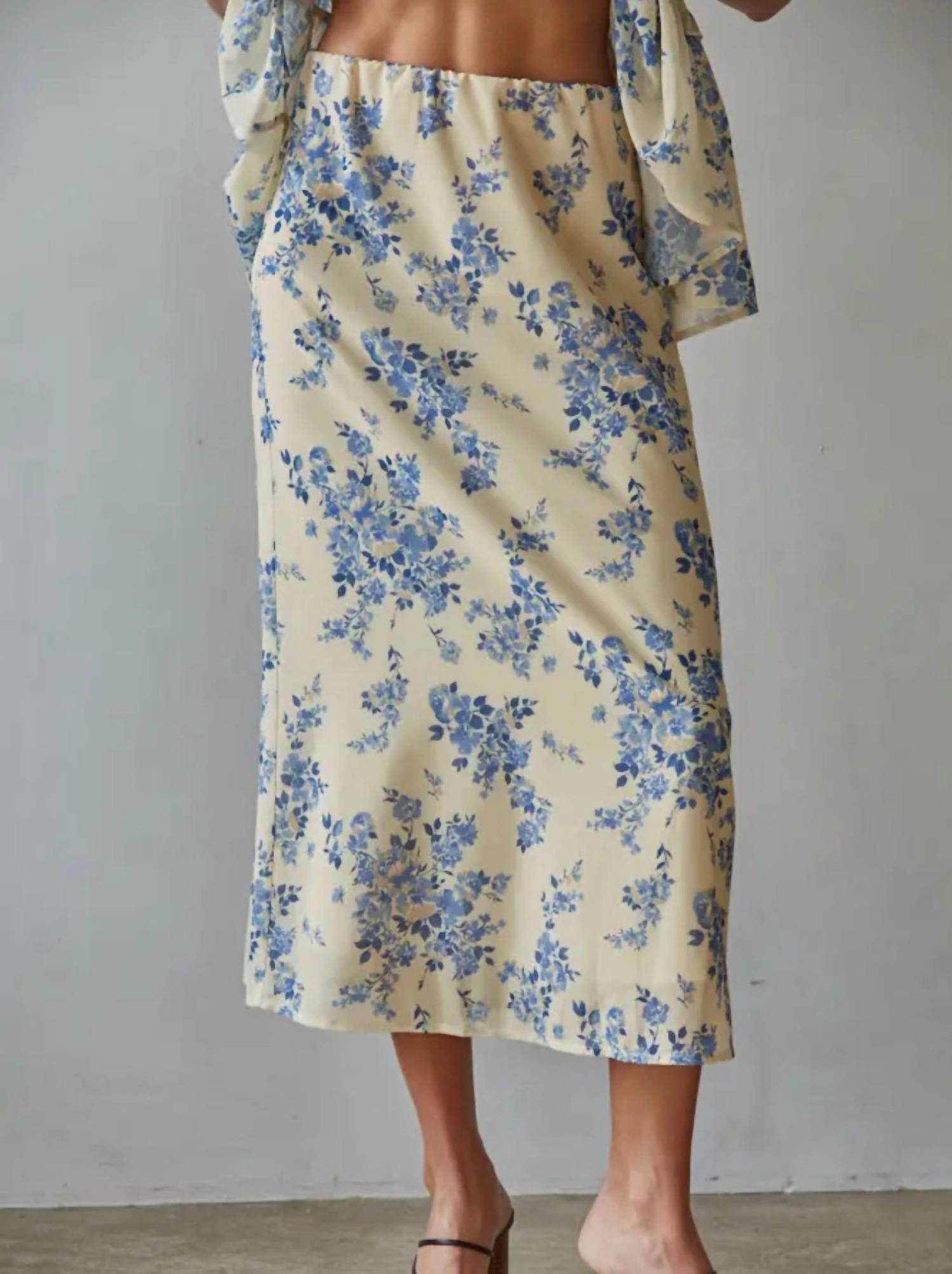 By Together The Della Midi Skirt in yellow blue - women's skirt