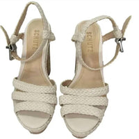 SCHUTZ Women's Platform Braided Strap Sandal in white - women's heels