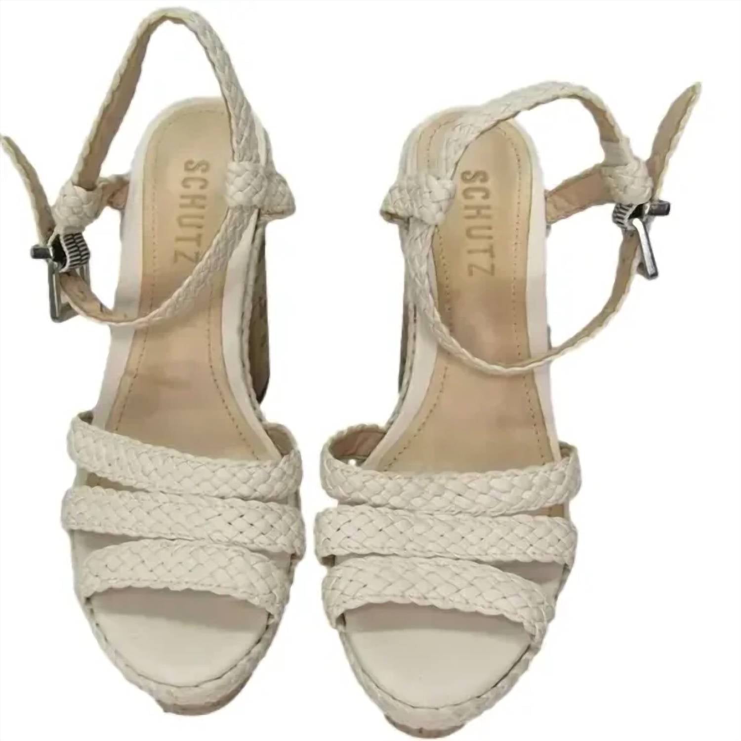SCHUTZ Women's Platform Braided Strap Sandal in white - women's heels
