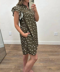 She + Sky - Ruffle Sleeve Polka Dot Mini Dress