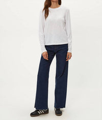 Michael Stars Sydney Crew Neck Long Sleeve Tee in white - women's long sleeve top