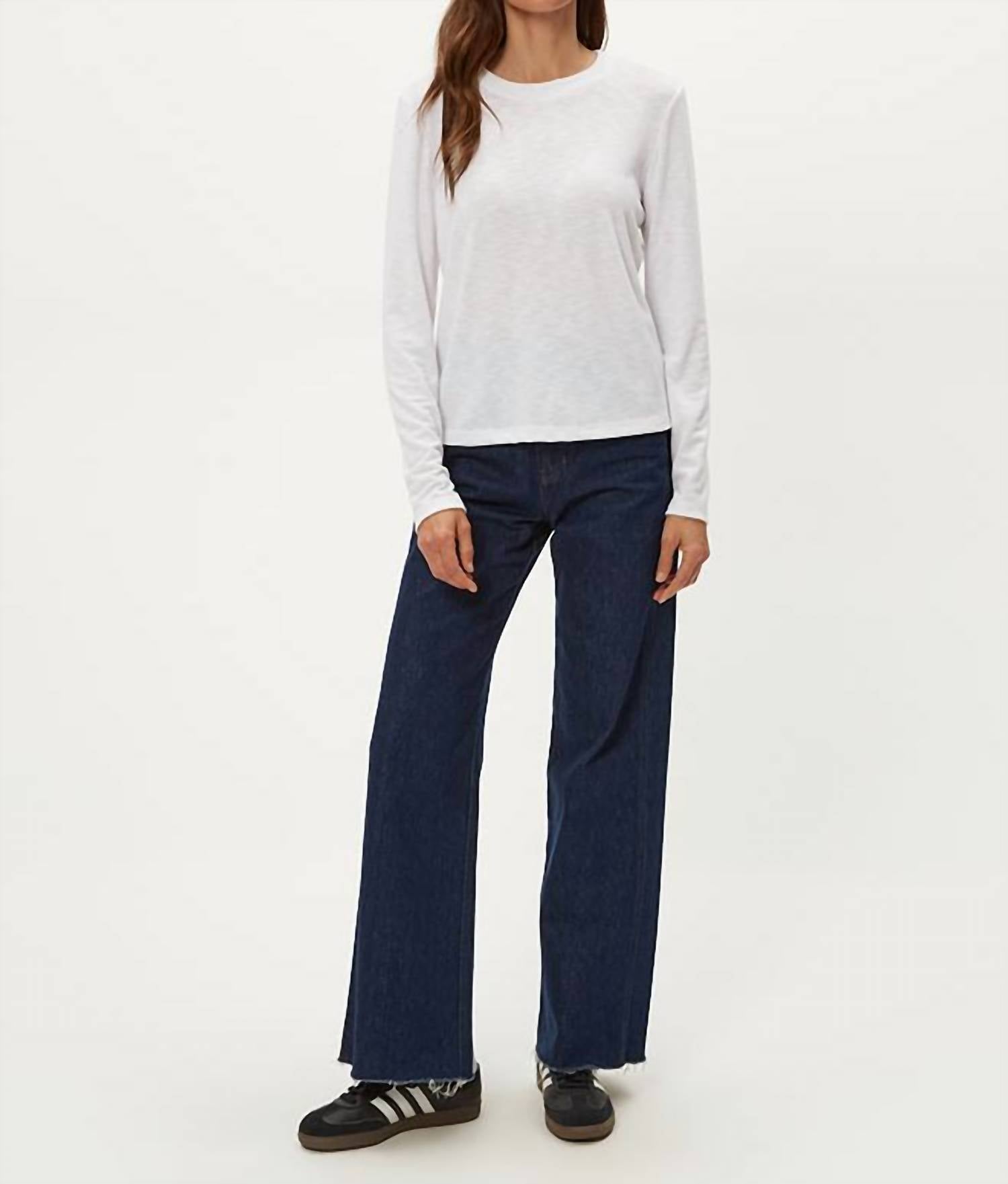 Michael Stars Sydney Crew Neck Long Sleeve Tee in white - women's long sleeve top