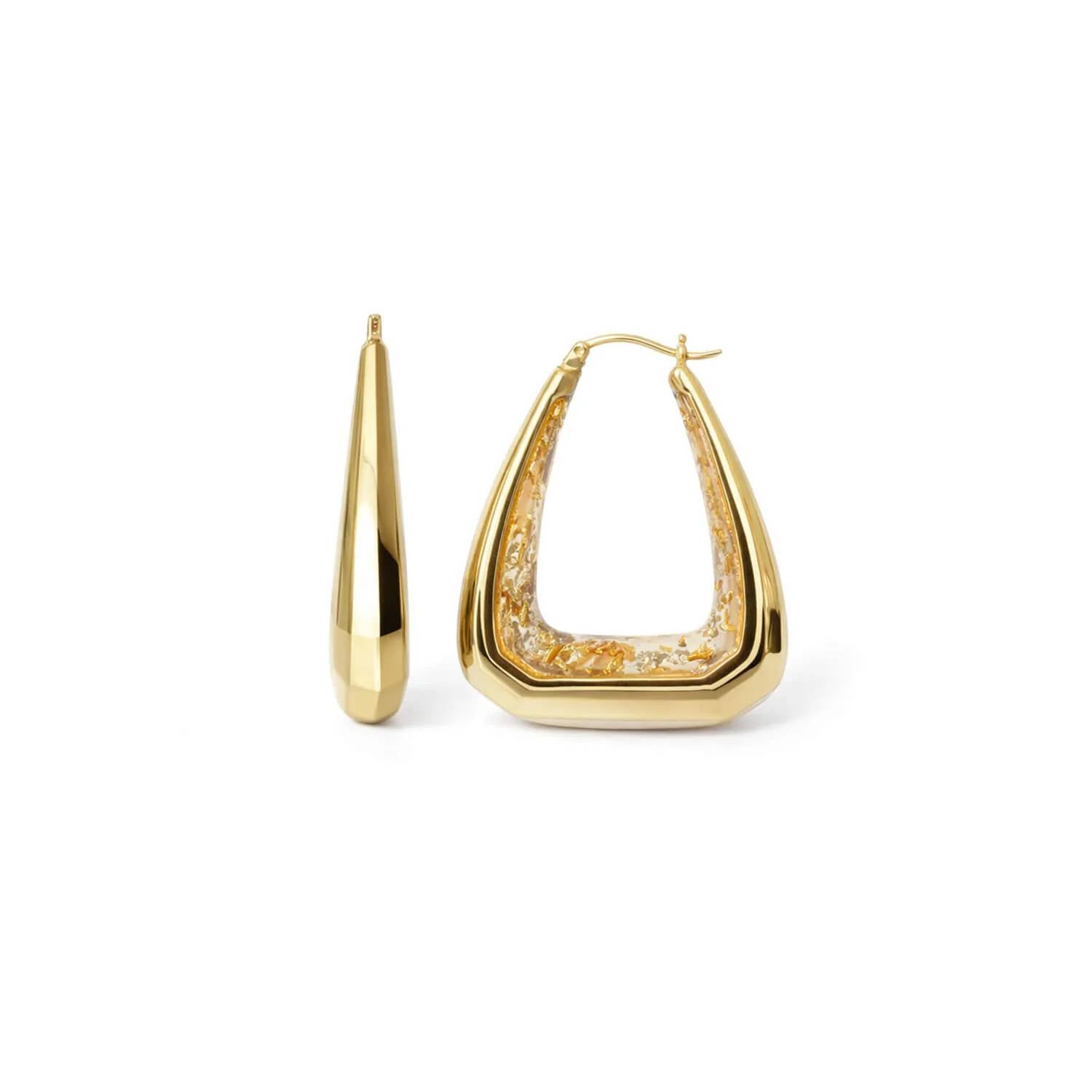 Gold & Honey - Women's Triangle Gem Cut Hoop Earrings