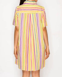 Meet Me In Santorini - Paralia Stripes Shirt Dress