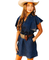 Lucky & Blessed - Ruffle Stretch Denim Dress