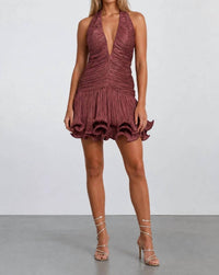 Akalia - Lumiere Metallic Pleated Mini Dress