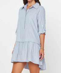 Current Air - Luna Striped Drop Waist Mini Dress