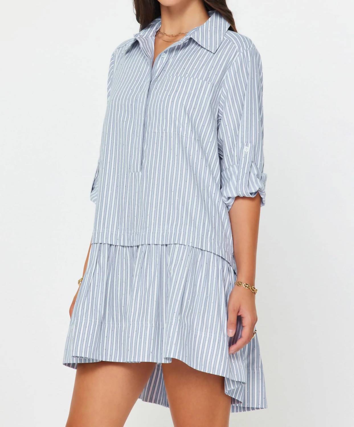 Current Air - Luna Striped Drop Waist Mini Dress