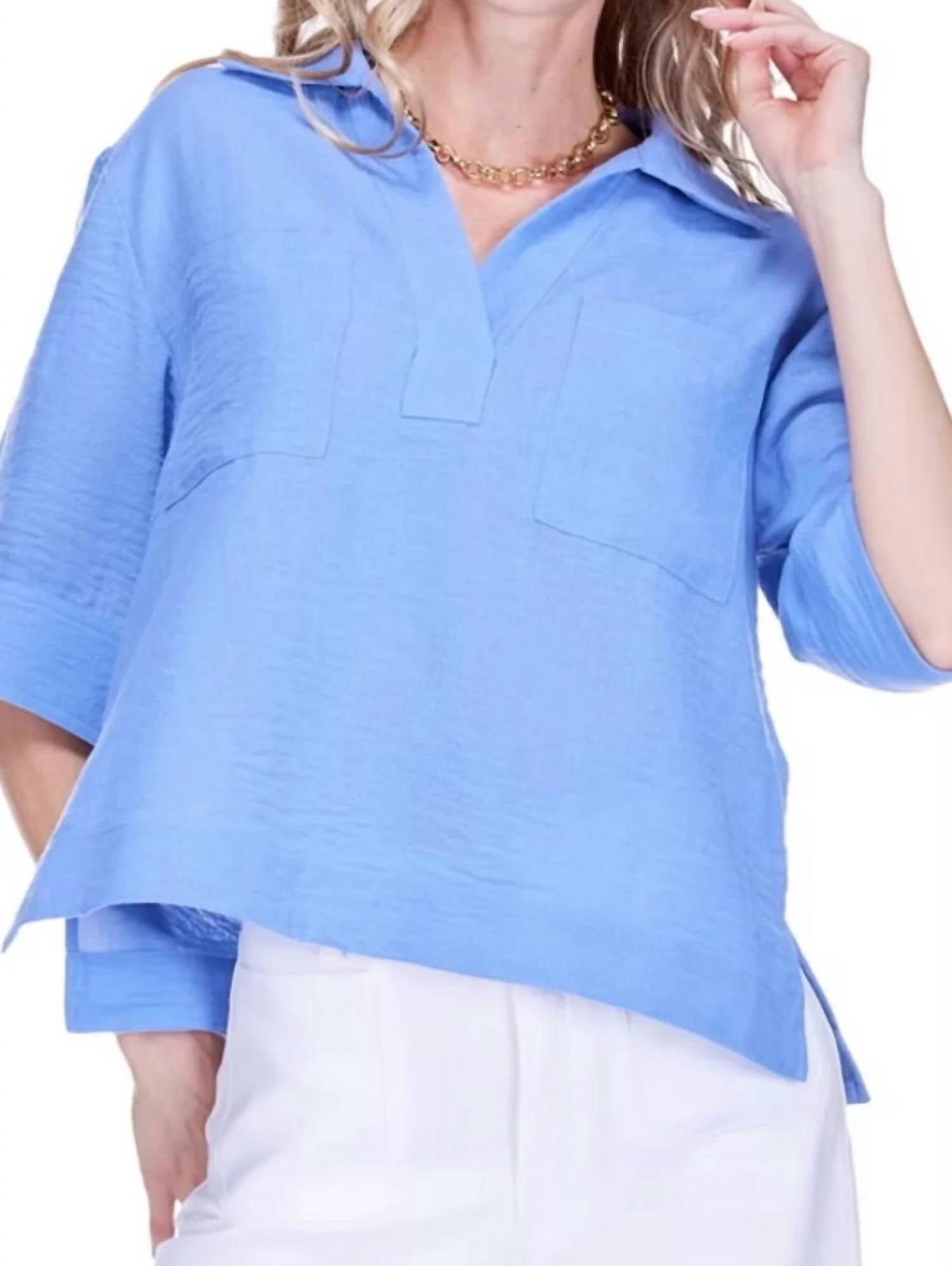 Joy Joy - Pocket Collared V-neck Overshirt