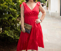 Cotton Bleu - Smocking Detailed Waist Tiered Dress