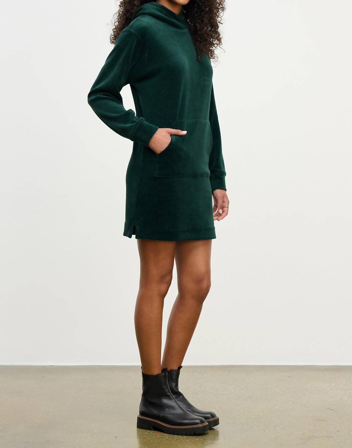 Velvet By Graham & Spencer - Deavy Velour Hoodie Dress