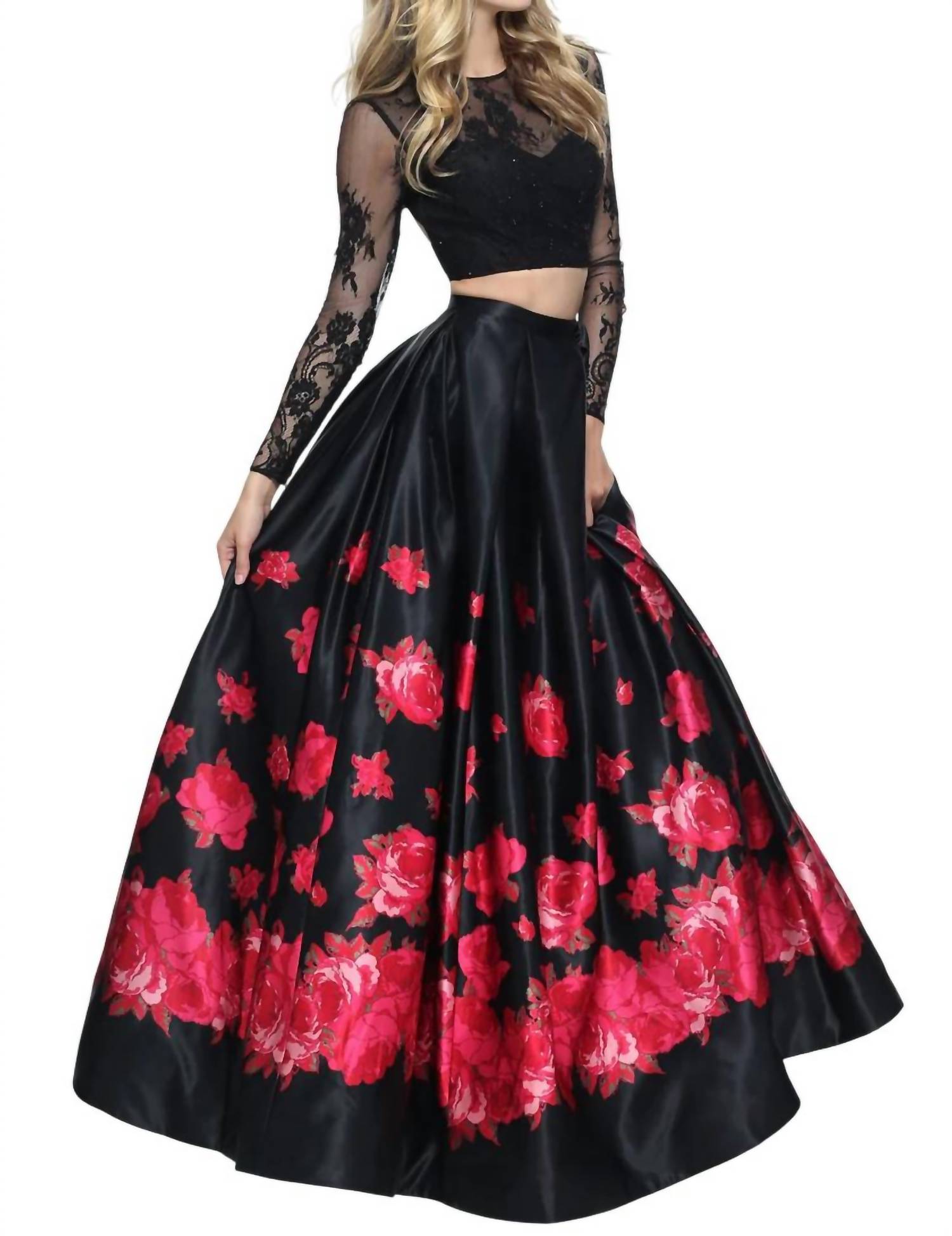 Sherri Hill - Two-Piece Floral Prom Dress
