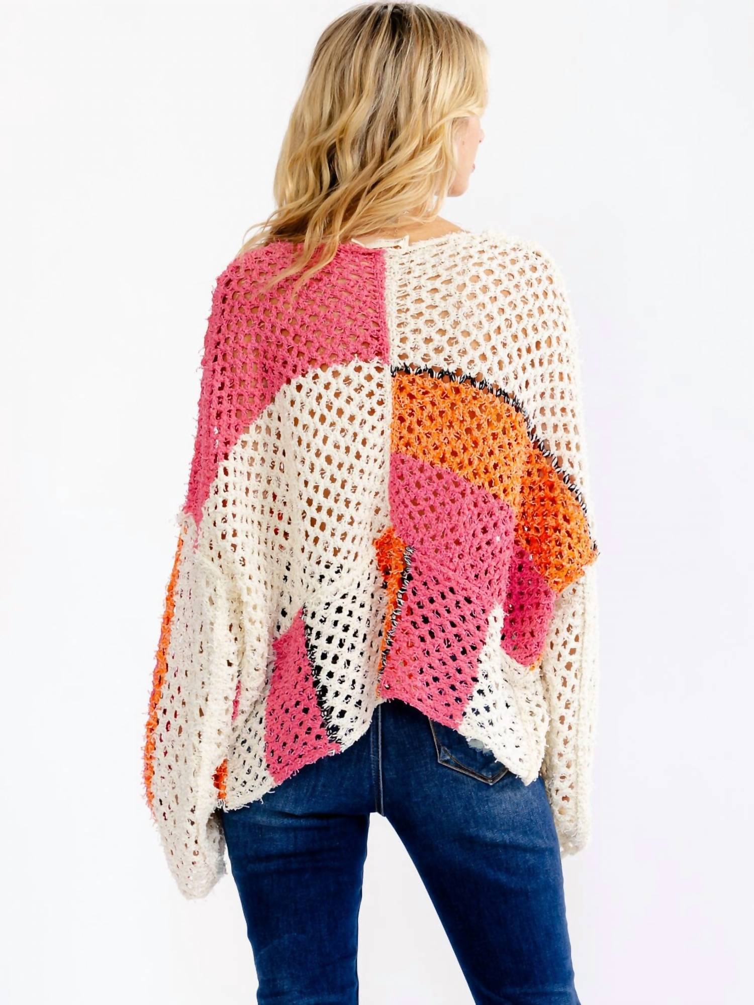 Little Secret Of Mine - Long Sleeve V-neck Colorblock Knit Sweater
