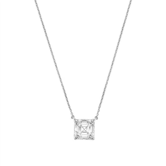 Diana M Jewels - 5.00 Cts Lab Grown Asscher Cut East West Diamond Pendant Necklace