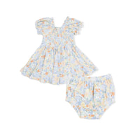 Angel Dear - Girls Georgia Floral Bamboo Smocked Twirly Dress