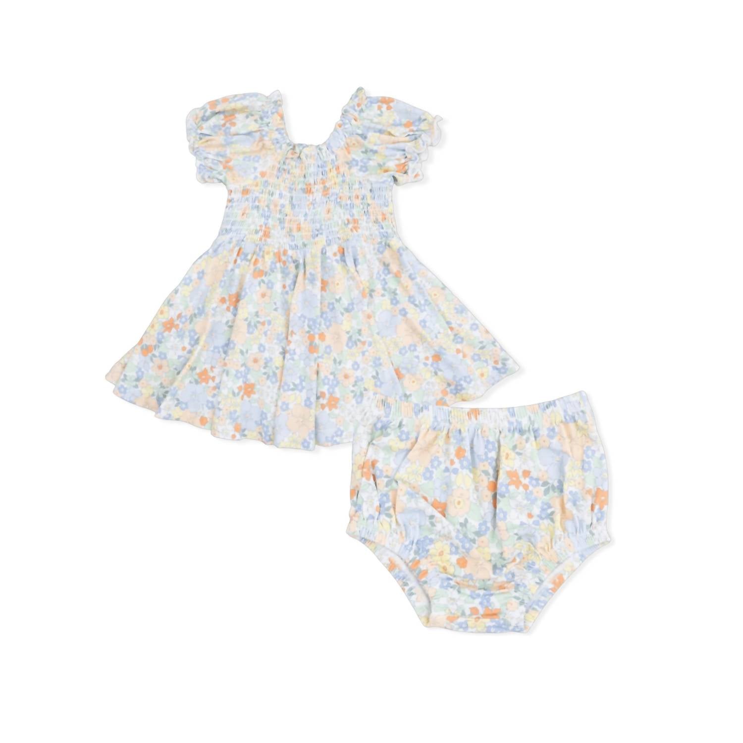 Angel Dear - Girls Georgia Floral Bamboo Smocked Twirly Dress