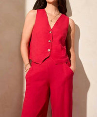 Tribal - Women's Lined Horn Button Front Vest