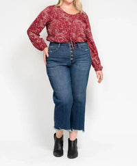 Judy Blue - Women's Marshall High Rise Button Fly Wide Leg Crop Jeans