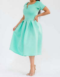 Karen T Design Pleated Midi Dress in green - women's dress - alternate view