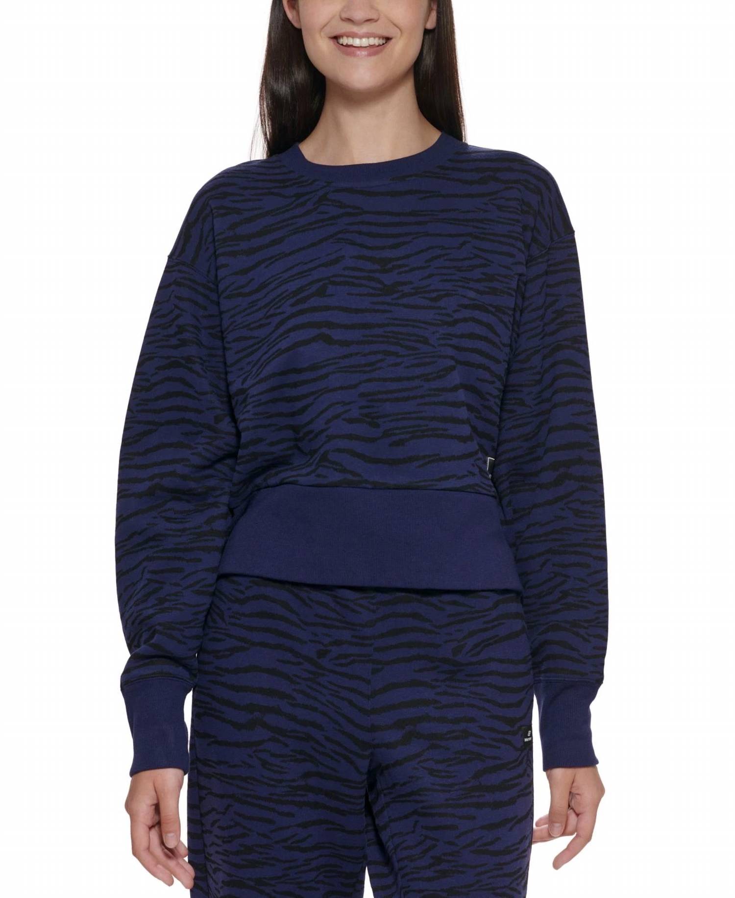 Dkny - Activewear Sport Tiger-Print Cropped Sweatshirt